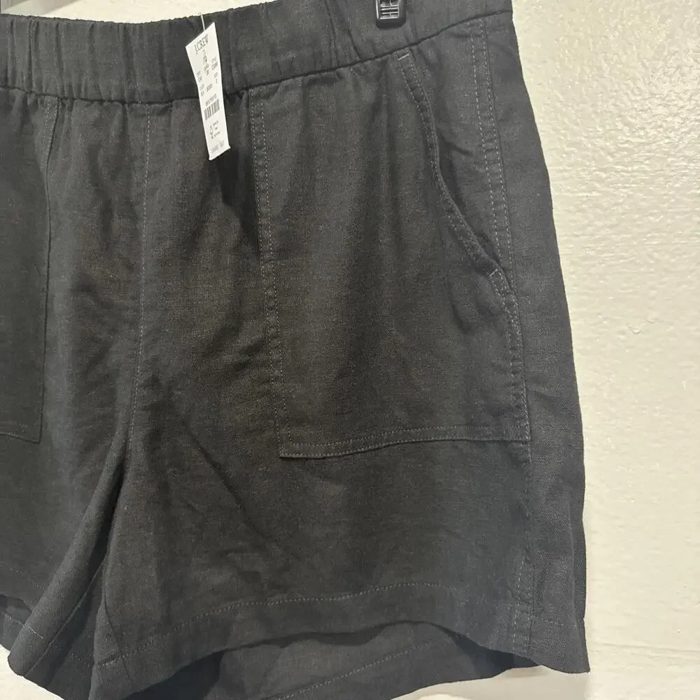 J. Crew Linen Blend Pull On Seaside Shorts Women Size S Pockets Casual Vacation - Picture 2 of 12
